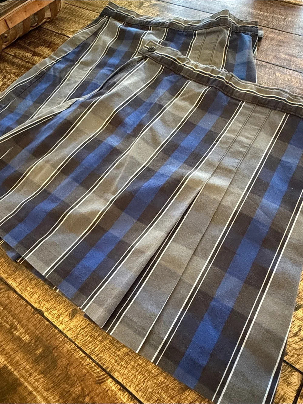 Pleated Plaid School Skirt in Blue and Gray Private School Size 12